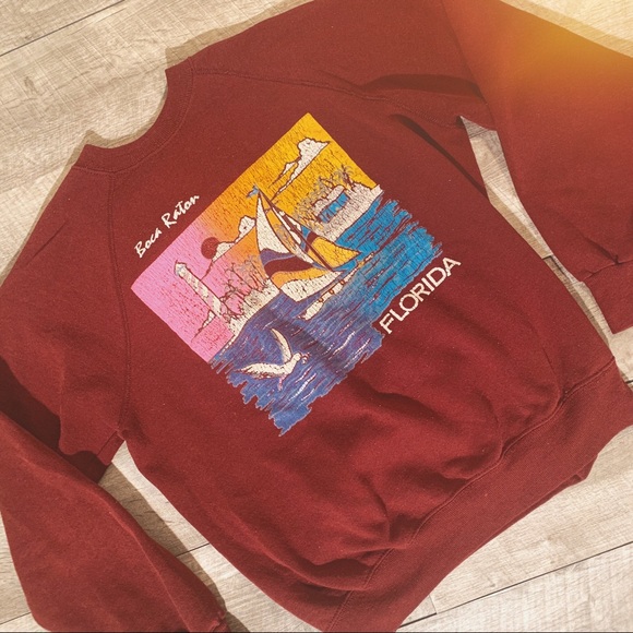 Vintage maroon Boca Raton FL souvenir crew neck - Picture 4 of 5